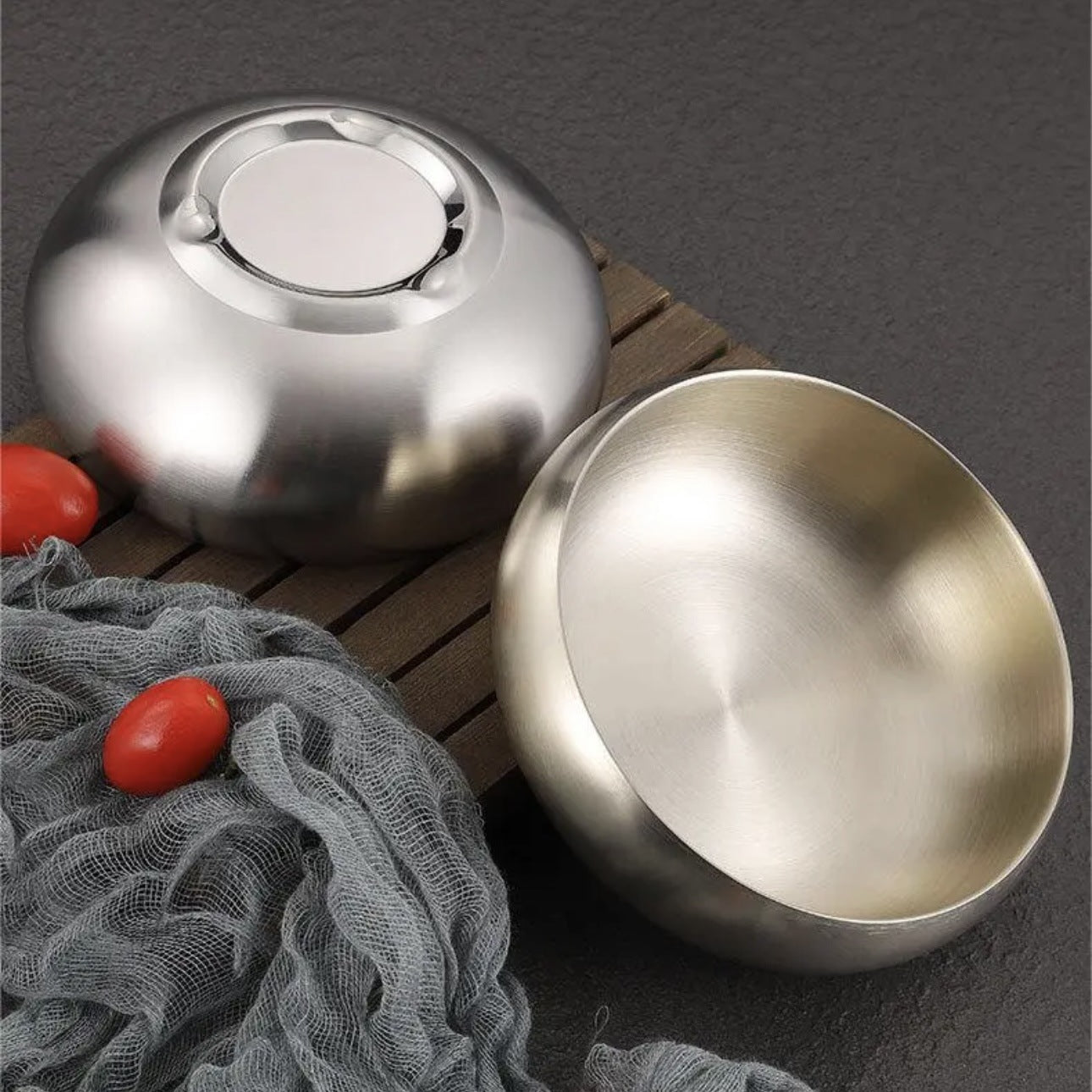 304 Stainless Steel Rice Bowl Double-layer Heat-insulating Bowl Korean-style Mixed Rice Bowl Tableware Bowl Soup Bowl Sesame Sauce Bowl Dipping Bowl