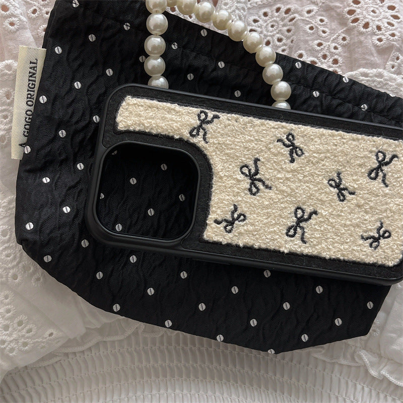 Autumn And Winter Plush Full Screen Bow 16Promax/14Promax Mobile Phone Case For IPhone15/13Pro