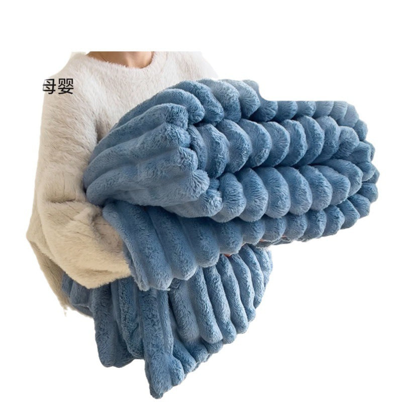 New Office Nap Shawl Lunch Break Air Conditioning Blanket Sofa Blanket Milk Velvet Blanket Solid Color Rabbit Plush Blanket