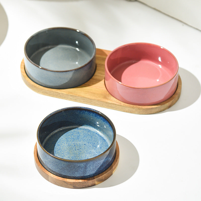 Cat Bowl Cat Food Basin Ceramic Pet Bowl Cat Rice Bowl Drinking Water Integrated Cat Water Bowl Anti-knock Products