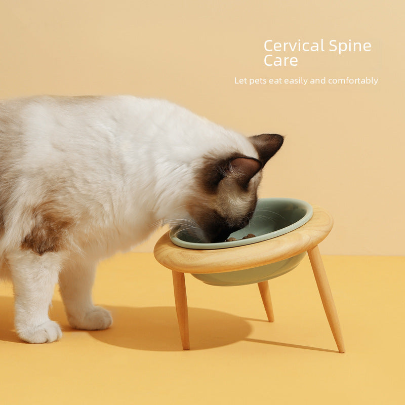 Ceramic Flying Saucer Cat Bowl High Foot Protection Cervical Vertebra Cat Food Bowl Cat Dog Cat Basin Drinking Bowl Pet Snack Ceramic Bowl