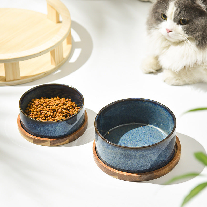 Cat Bowl Cat Food Basin Ceramic Pet Bowl Cat Rice Bowl Drinking Water Integrated Cat Water Bowl Anti-knock Products