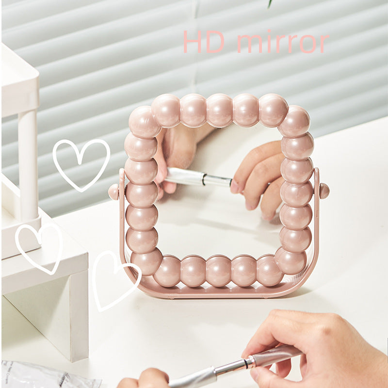 Plain Bead Chain Double-sided Desk Mirror Female Student Home Dormitory Desktop Makeup Mirror Princess Mirror Student HD Mirror