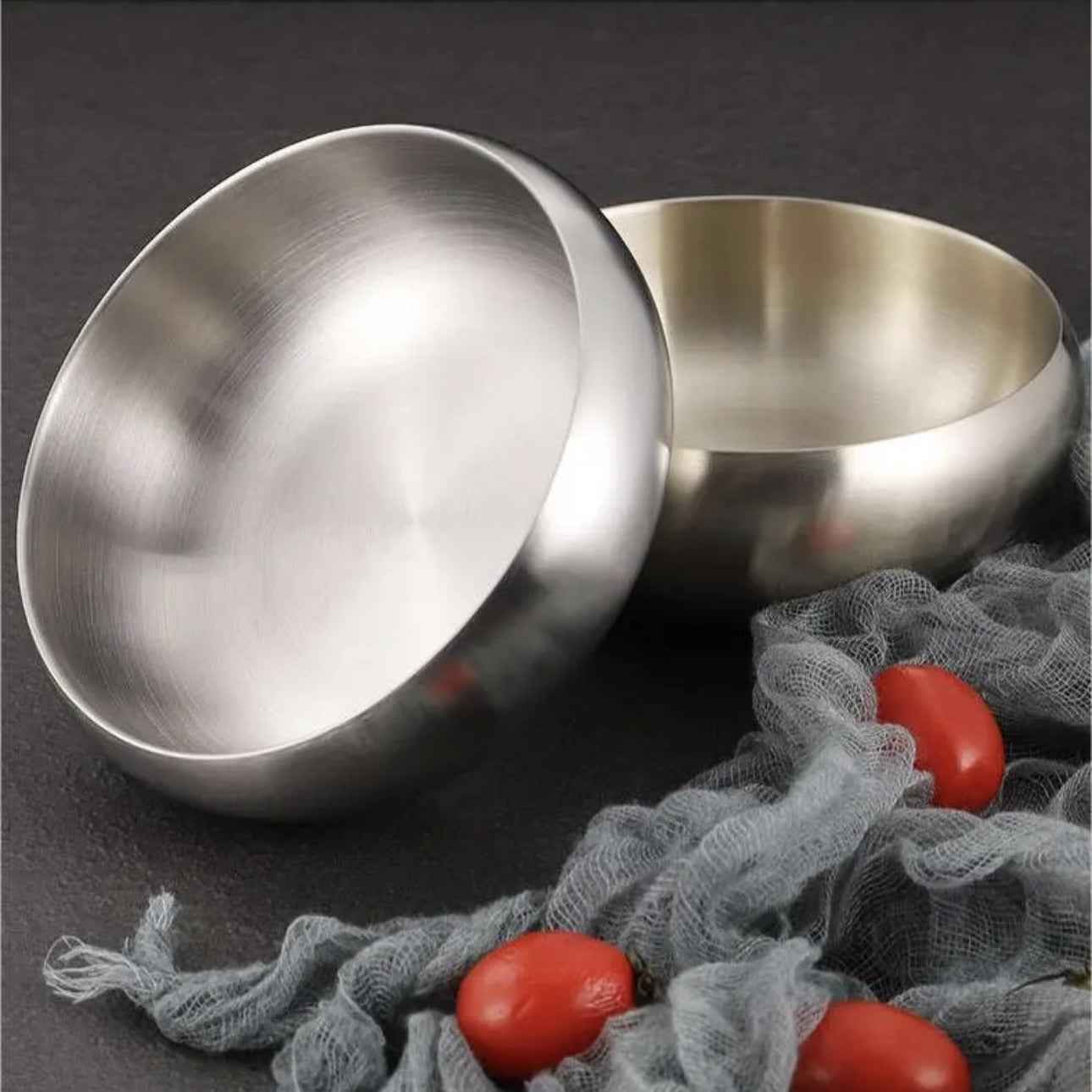 304 Stainless Steel Rice Bowl Double-layer Heat-insulating Bowl Korean-style Mixed Rice Bowl Tableware Bowl Soup Bowl Sesame Sauce Bowl Dipping Bowl