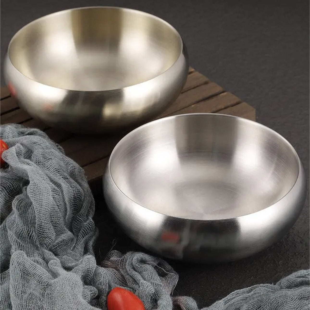304 Stainless Steel Rice Bowl Double-layer Heat-insulating Bowl Korean-style Mixed Rice Bowl Tableware Bowl Soup Bowl Sesame Sauce Bowl Dipping Bowl