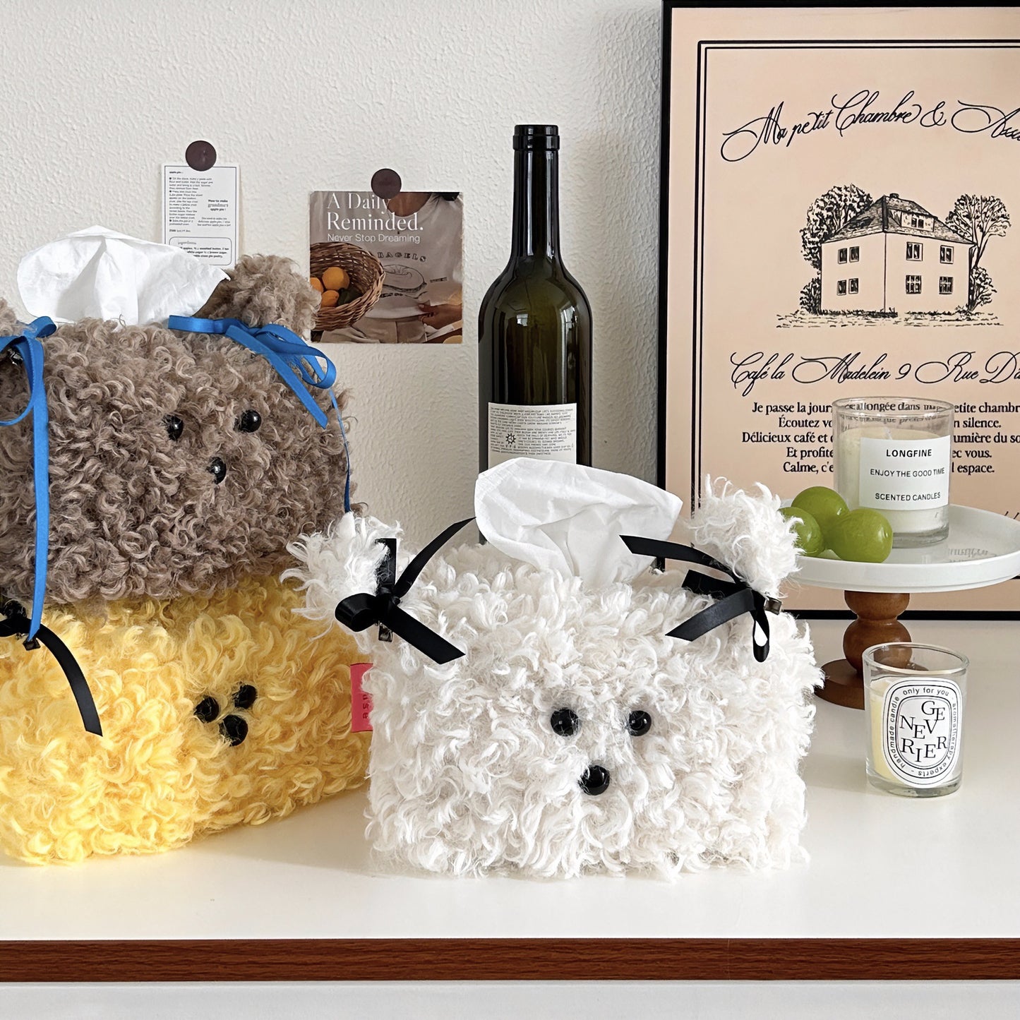 Cute Plush Puppy Tissue Box Creative Paper Box Dormitory Women's Household Desktop Paper Set Living Room Desktop Ornaments