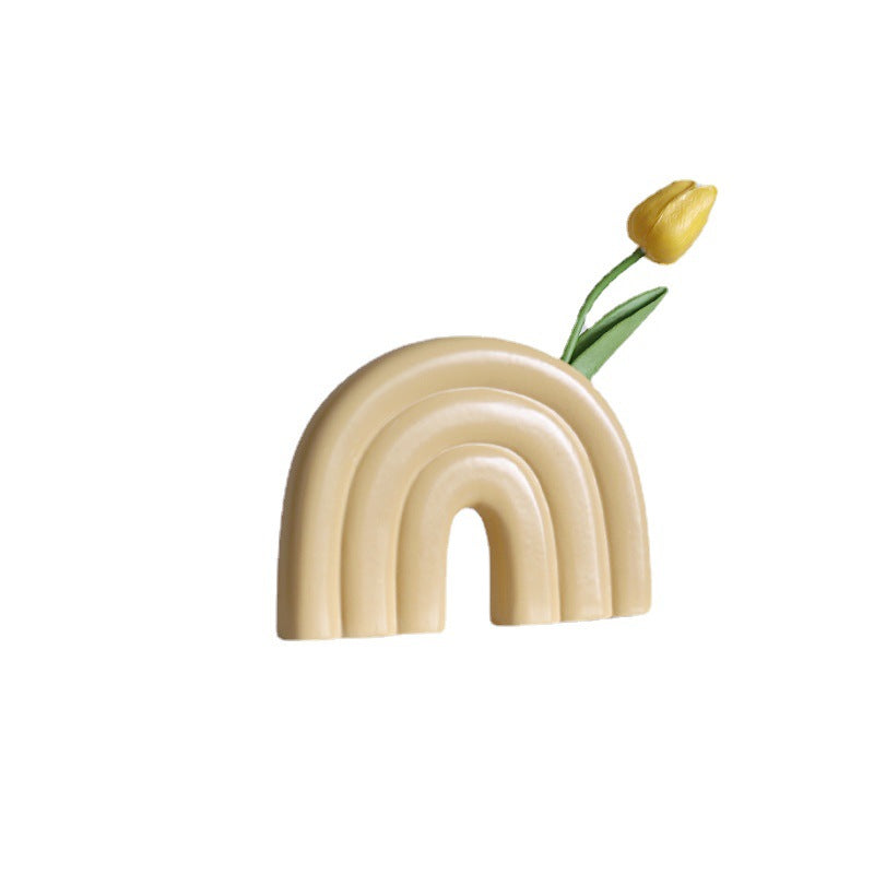 Ins Style Creative Rainbow Ceramic Vase Ornaments Face Abstract Alien Living Room Home Homestay Decorations Flower