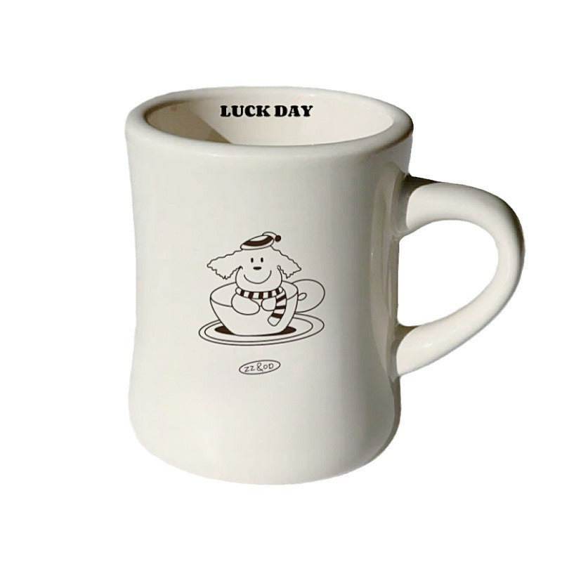 Cross-border Creamy-white Waist Ceramic Mug Home Office Coffee Milk Water Cup Can Do Pattern LOGO