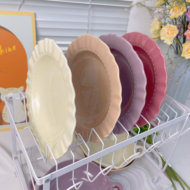 French Straw Hat Plate Deep Plate Pancagia Plate Salad Plate High-class Western Food Plate Dish Household Dishes Good-looking Tableware