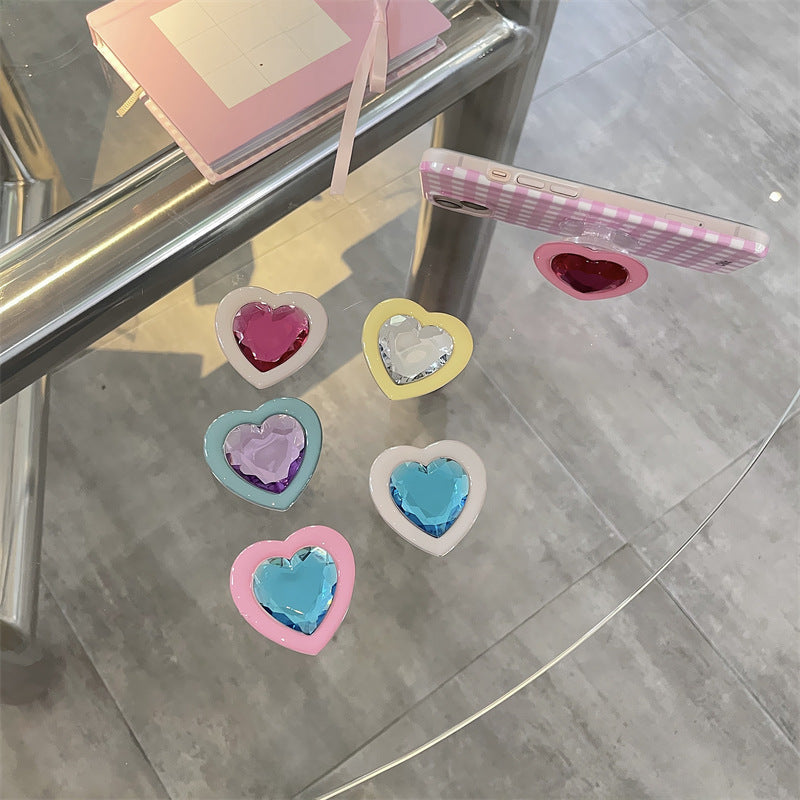 Ins Check Love Gem Bracket For Iphone15Promax Apple 15/14 Mobile Phone Case 13 Women 12 Soft