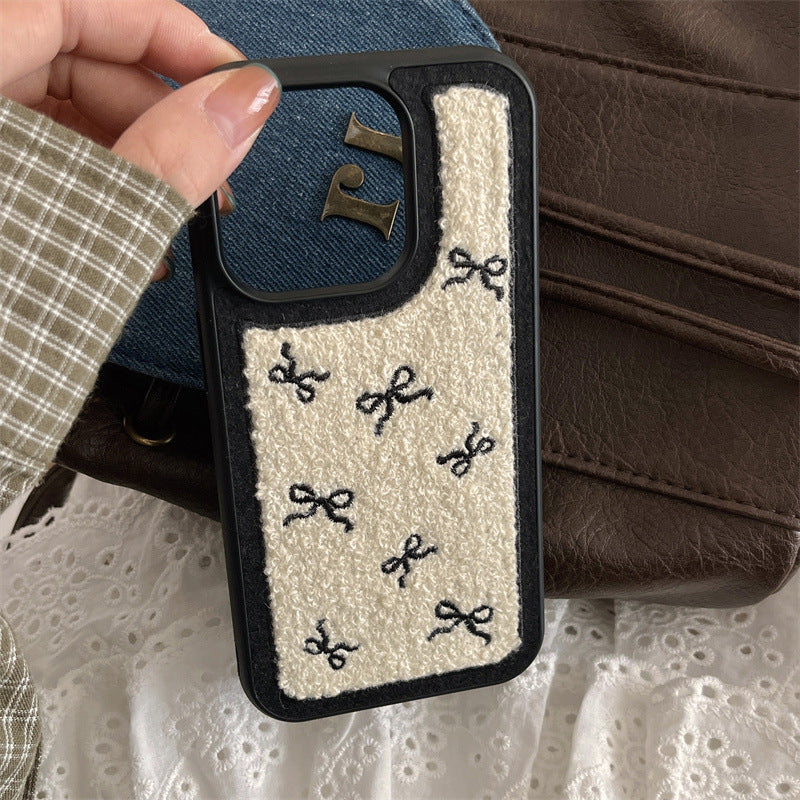 Autumn And Winter Plush Full Screen Bow 16Promax/14Promax Mobile Phone Case For IPhone15/13Pro