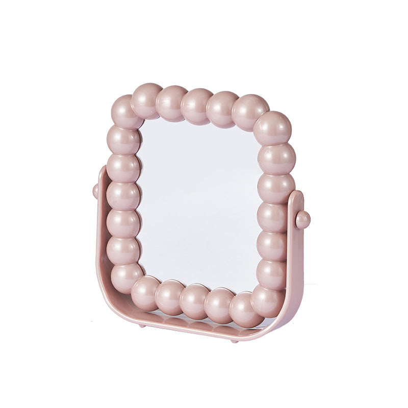 Plain Bead Chain Double-sided Desk Mirror Female Student Home Dormitory Desktop Makeup Mirror Princess Mirror Student HD Mirror
