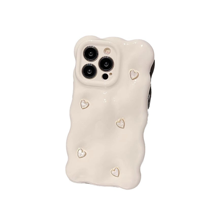 Japanese And Korean Milk White Bubble Love IPhone15 Phone Case Apple 14promax Simple 13 Female 12 Soft 16