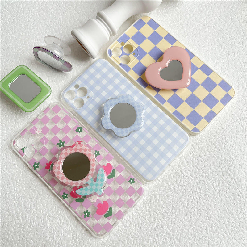 Tulip Flower Mirror Acrylic Drop Transparent Airbag Bracket Back Sticker Support Mobile Phone Ring Buckle
