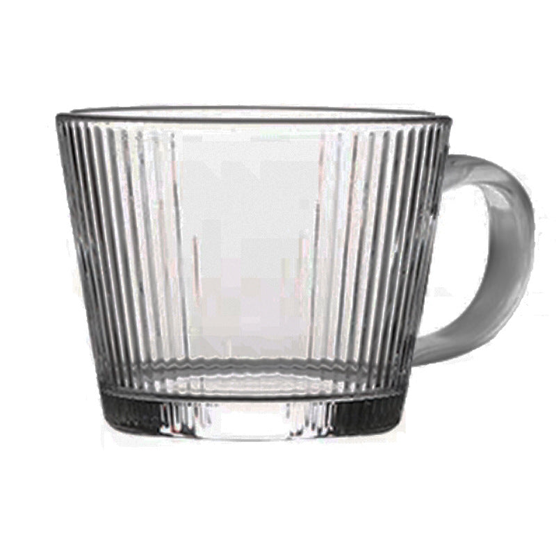 With Handle Glass Cup Vertical Stripe Ins Style Cup Ice American Latte Glass Milk Cup High Color Value Coffee Cup