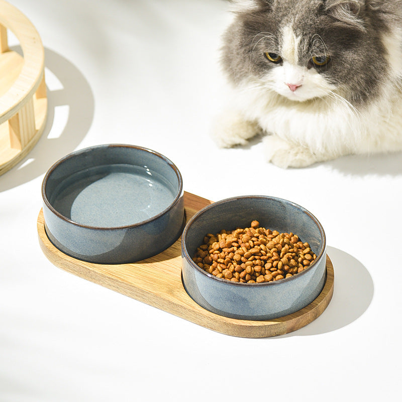 Cat Bowl Cat Food Basin Ceramic Pet Bowl Cat Rice Bowl Drinking Water Integrated Cat Water Bowl Anti-knock Products
