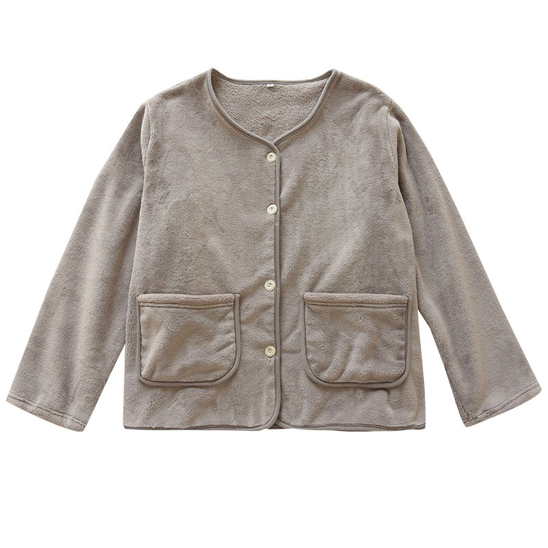 Coral Fleece Coat Women's Flannel Top Outdoor Double-Sided Fleece Women's Warm Thickened Fleece Pajamas Home Clothes