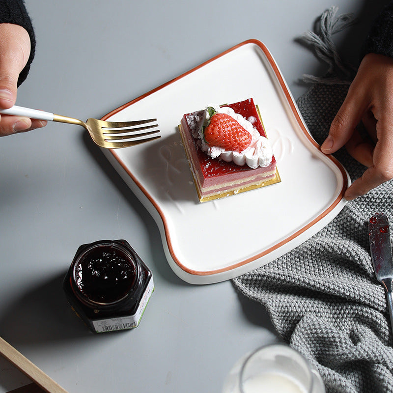 Amazon European-style Plate Simple Ceramic Small Bread Plate Creative Toast Plate Home Dim Dessert Plate Cake Plate