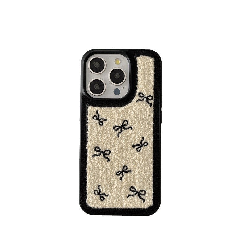 Autumn And Winter Plush Full Screen Bow 16Promax/14Promax Mobile Phone Case For IPhone15/13Pro