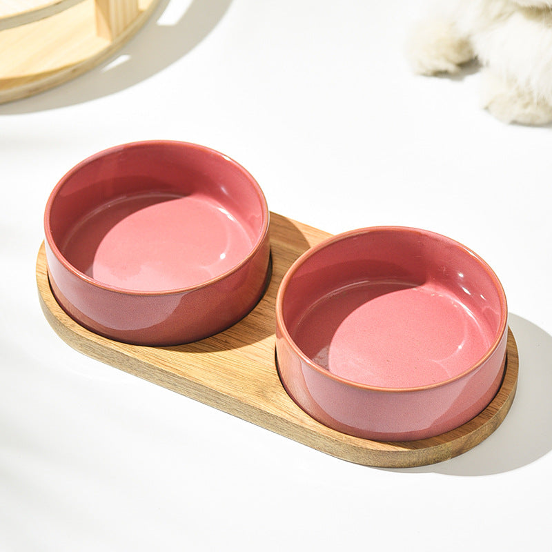 Cat Bowl Cat Food Basin Ceramic Pet Bowl Cat Rice Bowl Drinking Water Integrated Cat Water Bowl Anti-knock Products
