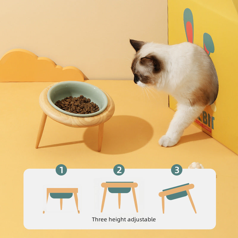 Ceramic Flying Saucer Cat Bowl High Foot Protection Cervical Vertebra Cat Food Bowl Cat Dog Cat Basin Drinking Bowl Pet Snack Ceramic Bowl