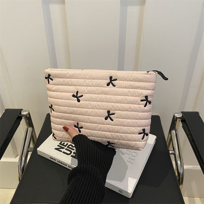 2024 Autumn And Winter New Ins Portable Clutch Bag Women's Fashionable Oxford Cloth Butterfly Printed Large Capacity Cosmetic Bag