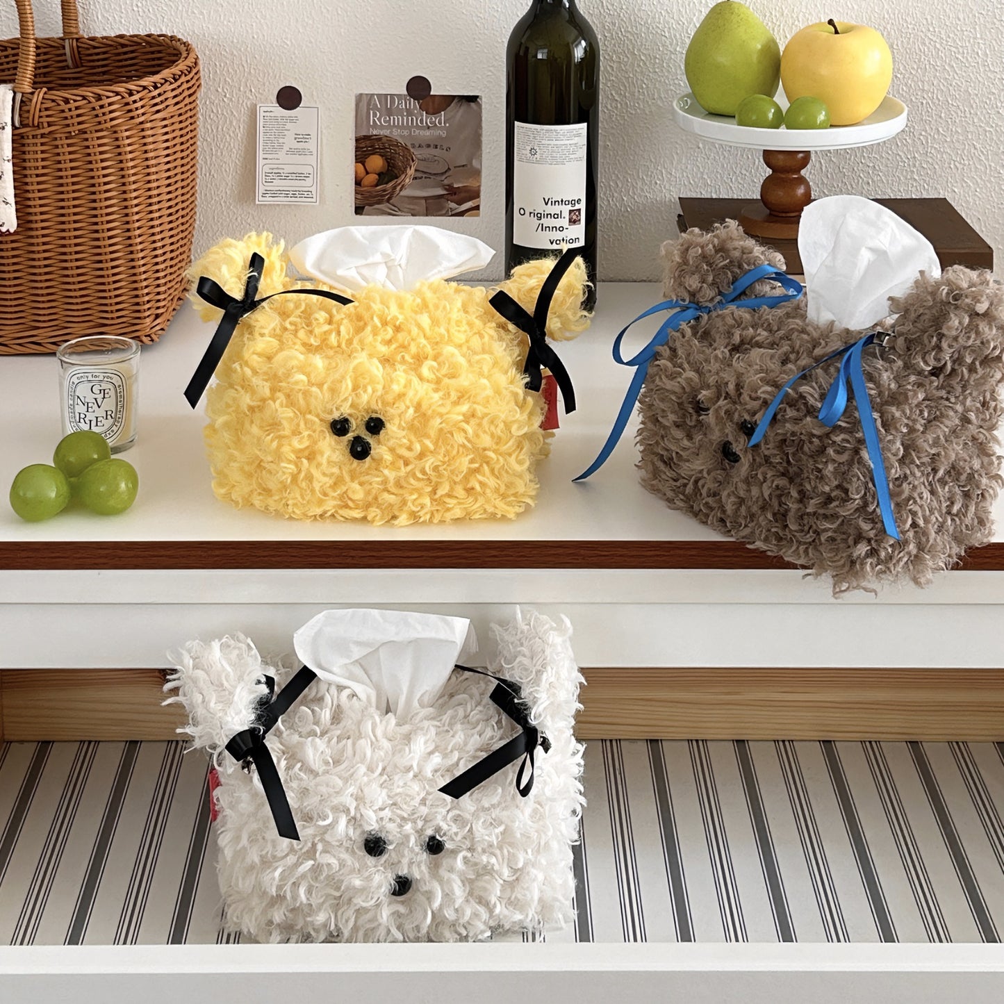 Cute Plush Puppy Tissue Box Creative Paper Box Dormitory Women's Household Desktop Paper Set Living Room Desktop Ornaments