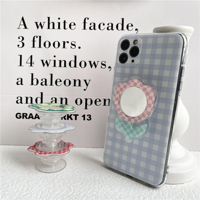 Tulip Flower Mirror Acrylic Drop Transparent Airbag Bracket Back Sticker Support Mobile Phone Ring Buckle