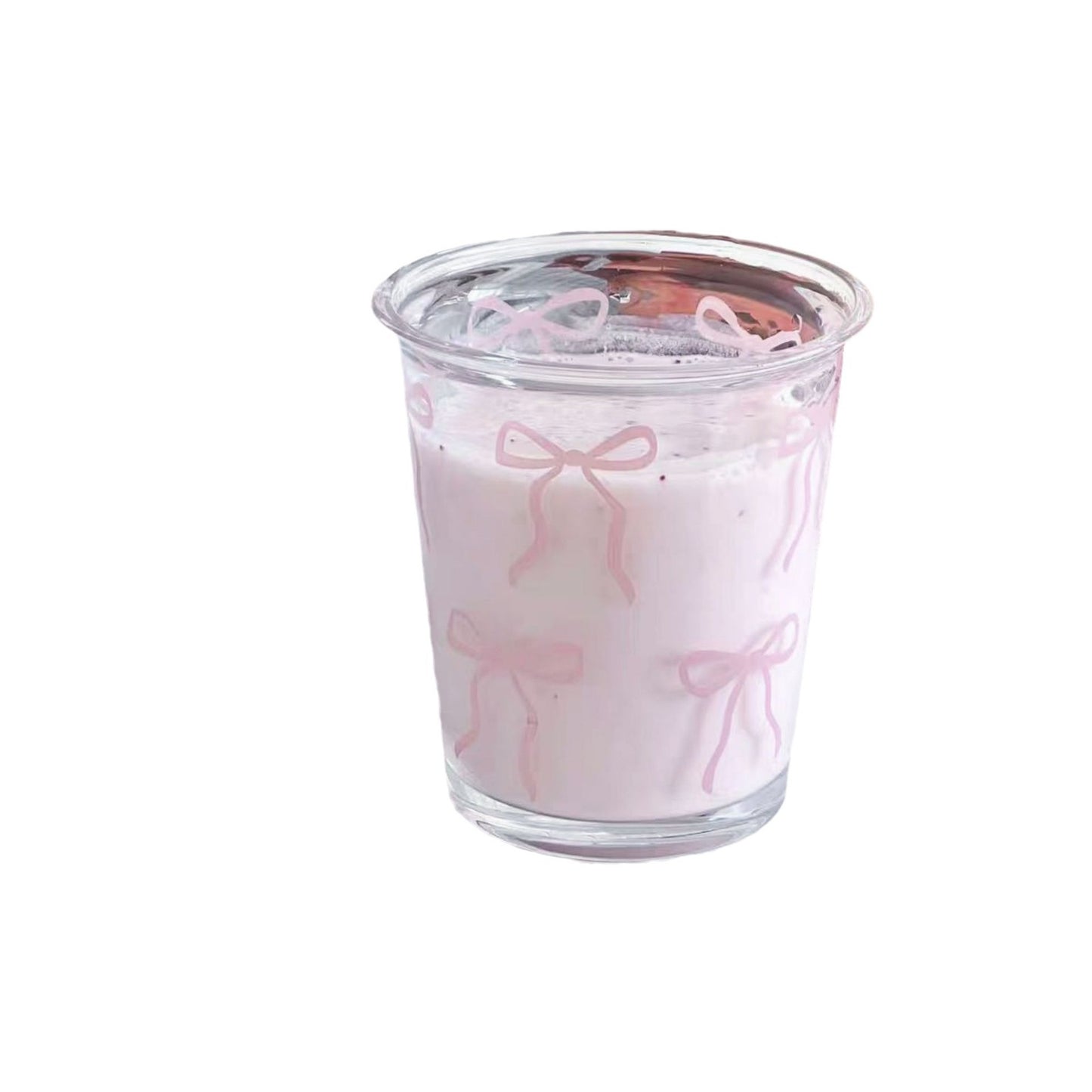 Ins Girl's Heart Pink Bow Flip Glass High Color Value High Temperature Straw Cup Sweet Milk Cup