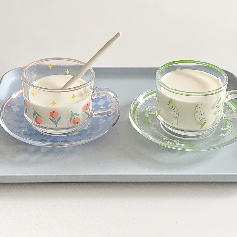 New Products Will Enter The Summer Glass! Ins Style Korean Coffee Cup And Saucer French Afternoon Scented Tea Premium Sense Cup