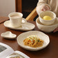 Hand-Kneaded Patterned Fufu Ceramic Bowl And Plate Set, Microwaveable Dish Plate Household High-Value Bowls, Chopsticks, Plates And Cups