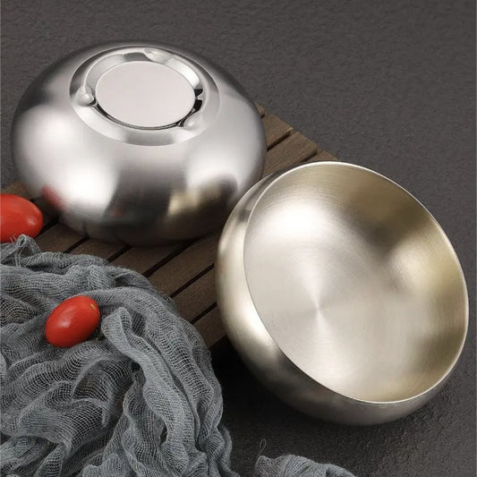 304 Stainless Steel Rice Bowl Double-layer Heat-insulating Bowl Korean-style Mixed Rice Bowl Tableware Bowl Soup Bowl Sesame Sauce Bowl Dipping Bowl