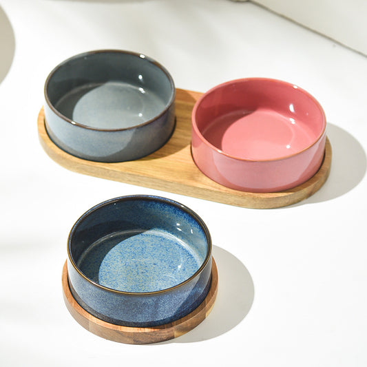 Cat Bowl Cat Food Basin Ceramic Pet Bowl Cat Rice Bowl Drinking Water Integrated Cat Water Bowl Anti-knock Products