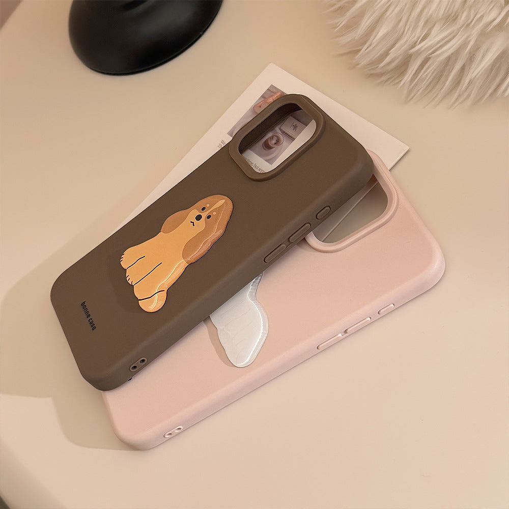 Ins Style Simple Puppy 15Pro Max Apple 16 Phone Case Silicone Iphone14 Suitable For 13 Three-Dimensional Niche
