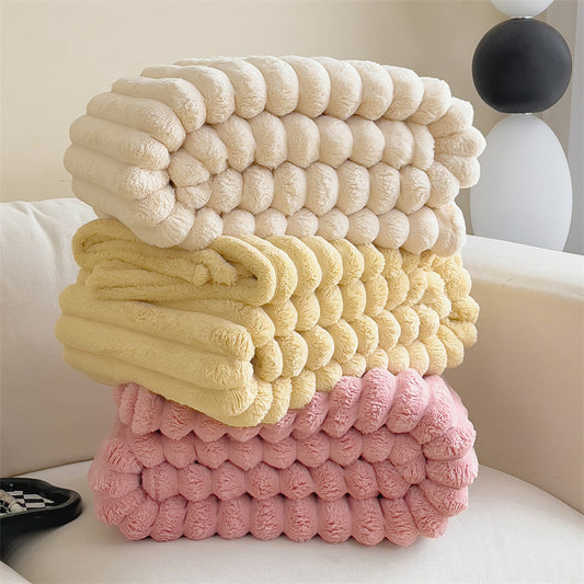 New Office Nap Shawl Lunch Break Air Conditioning Blanket Sofa Blanket Milk Velvet Blanket Solid Color Rabbit Plush Blanket
