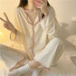 Pajamas Women's New Spring And Autumn Ins Long Sleeve Thin Korean Style Girl Sweet Cardigan Simple Home Clothes Suit