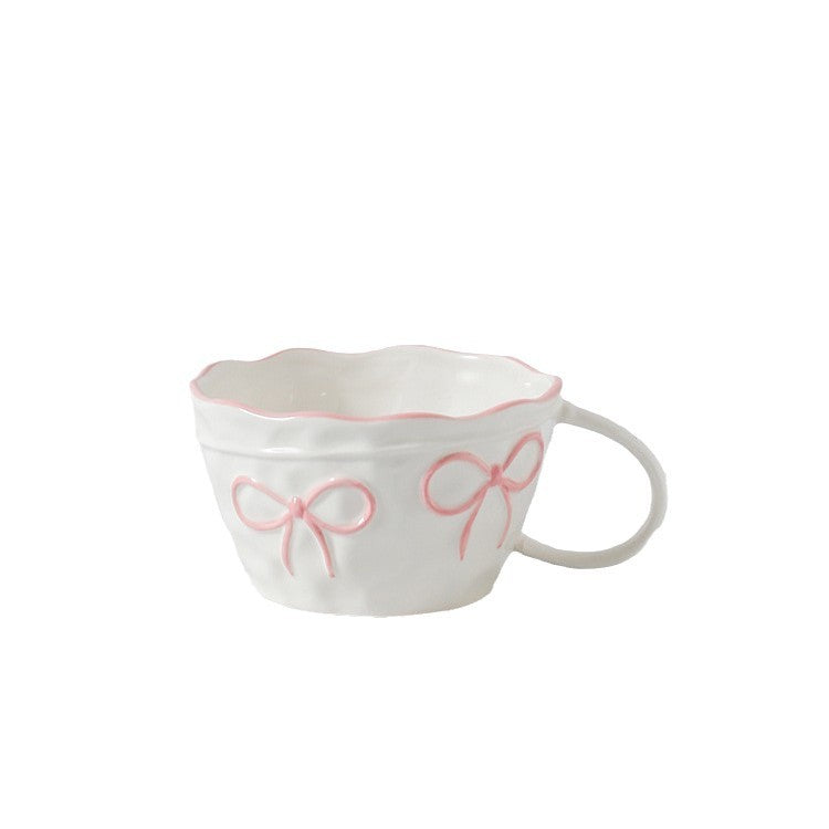Heart Complex Cup Exquisite Anaglyph Mug Girl's Household Ceramic Water Cup Office High-value Drinking Water Cup