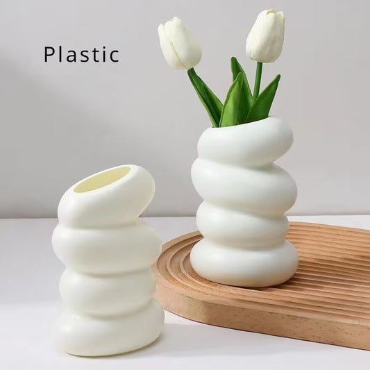 Creative Plastic Spiral Vase Nordic Style Living Room Flower Container Ornaments Dry And Wet Flower Vase Imitation Glaze Imitation Porcelain Flower Pot