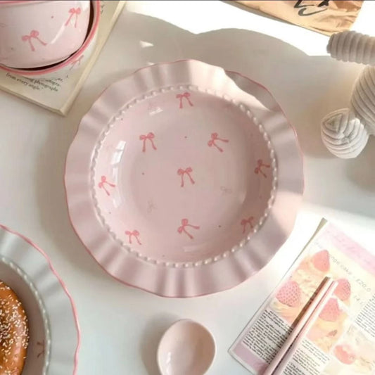 Bowl Ins New Arrival Bowls And Dish Suit Household Ceramic Bowl Tableware High Color Value Rice Bowl Internet Celebrity Straw Hat Plate