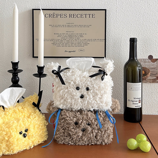 Cute Plush Puppy Tissue Box Creative Paper Box Dormitory Women's Household Desktop Paper Set Living Room Desktop Ornaments