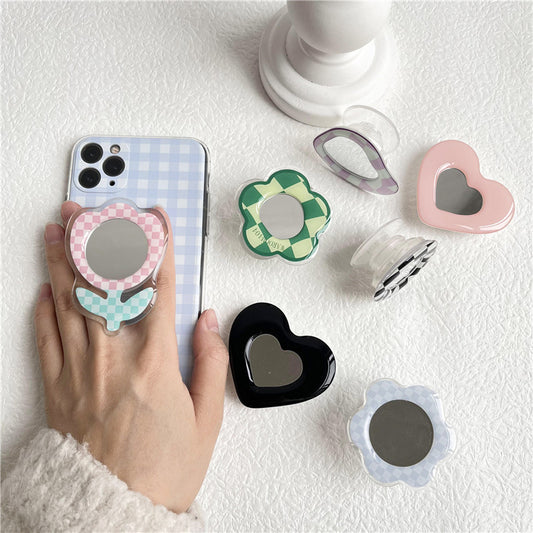 Tulip Flower Mirror Acrylic Drop Transparent Airbag Bracket Back Sticker Support Mobile Phone Ring Buckle