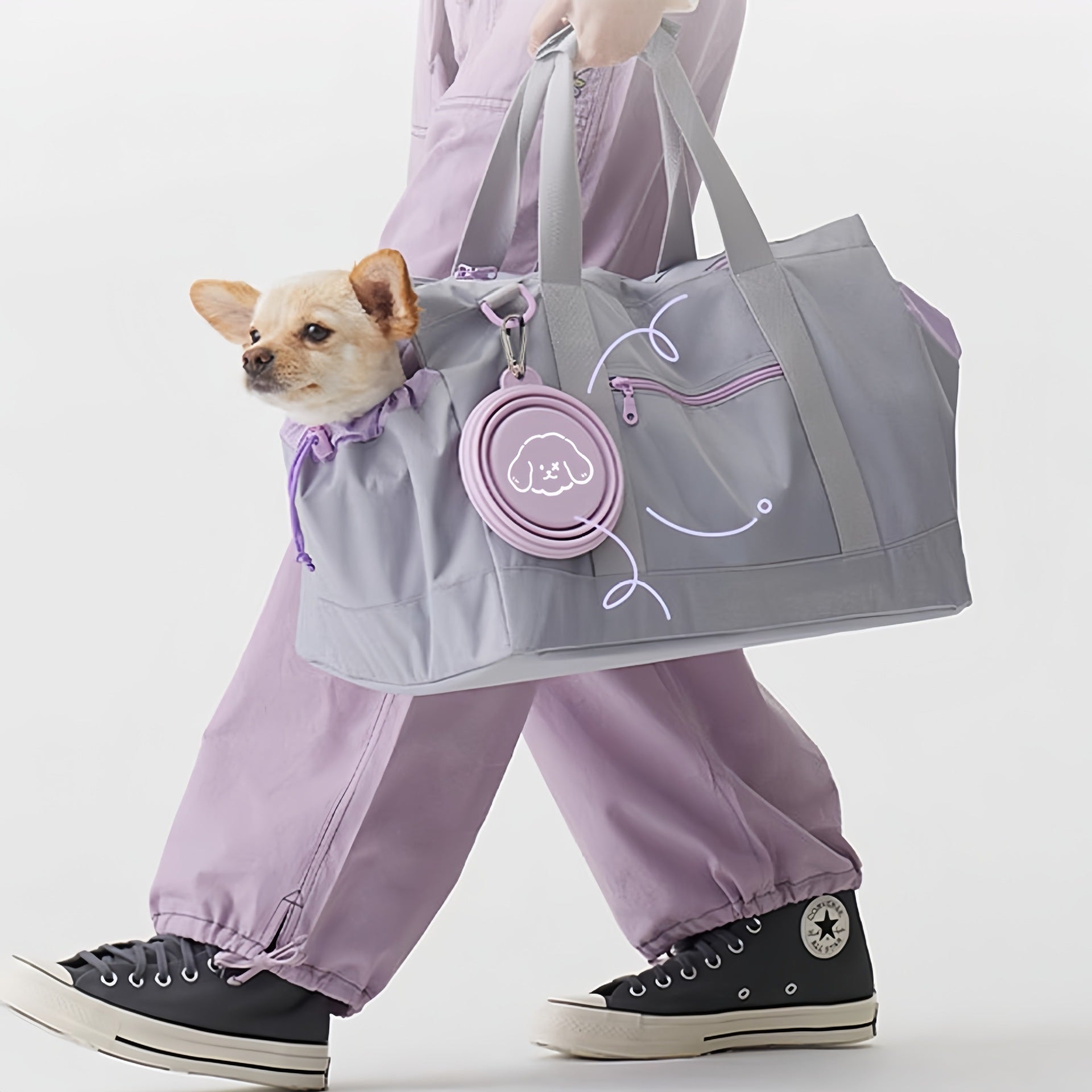 Pet Out Folding Bowl Korean Style Dog Outdoor Drinking Bowl Portable Silicone Bowl Folding Cat Bowl Dog Bowl