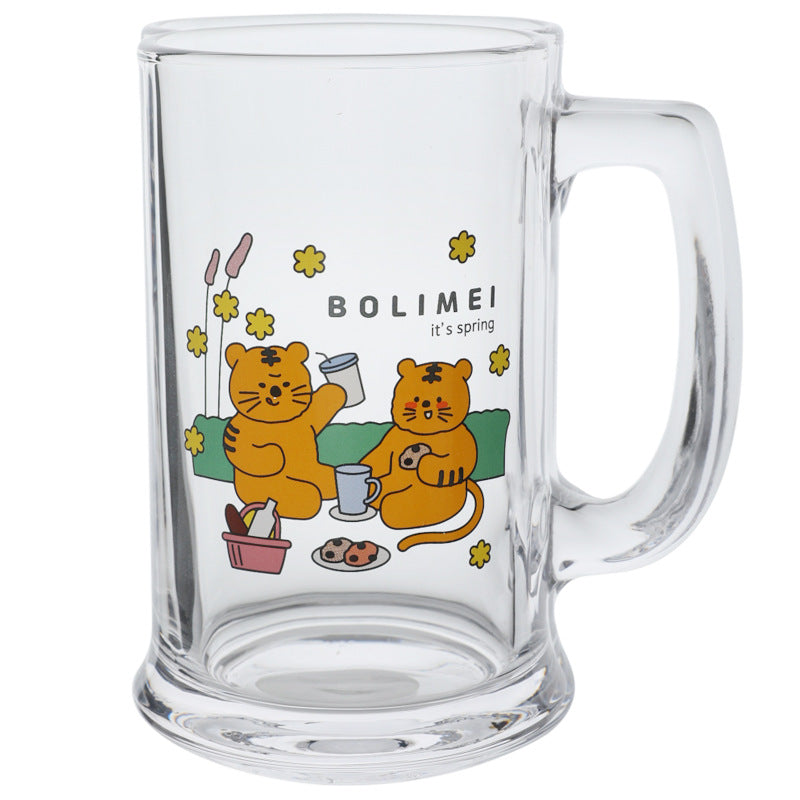 Bo Limei Oven Iced Tea Large Capacity Glass Cat Tiger Cute Water Cup Milk Tea Cup Beer Cup Cartoon Cup