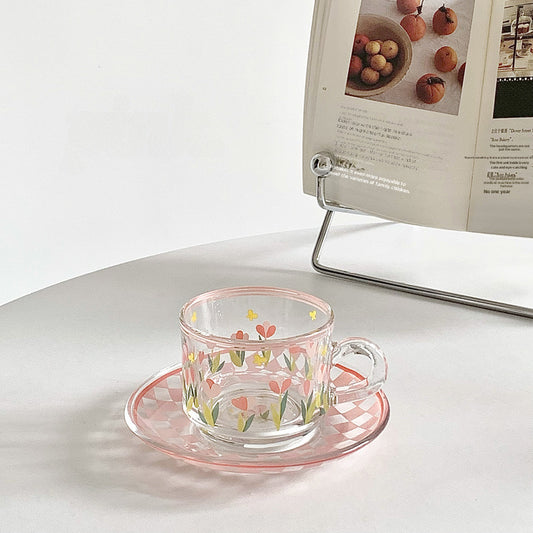 New Products Will Enter The Summer Glass! Ins Style Korean Coffee Cup And Saucer French Afternoon Scented Tea Premium Sense Cup