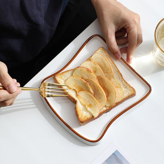 Amazon European-style Plate Simple Ceramic Small Bread Plate Creative Toast Plate Home Dim Dessert Plate Cake Plate